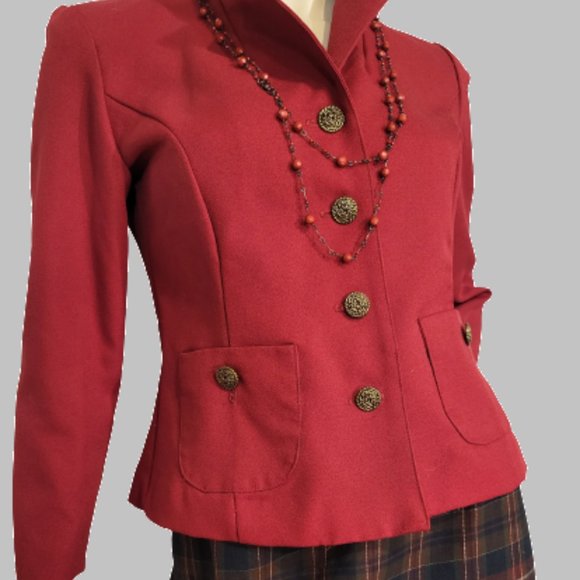 Vintage Red petite blazer, size 8 - Picture 2 of 8